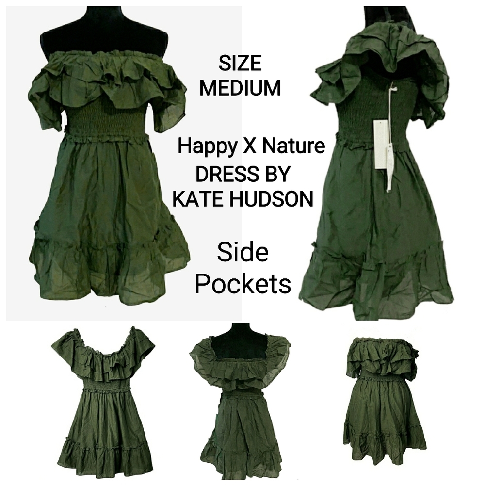 New! Size Medium Green Dress- Kate Hudson HappyXNature Collection -Savanna Style